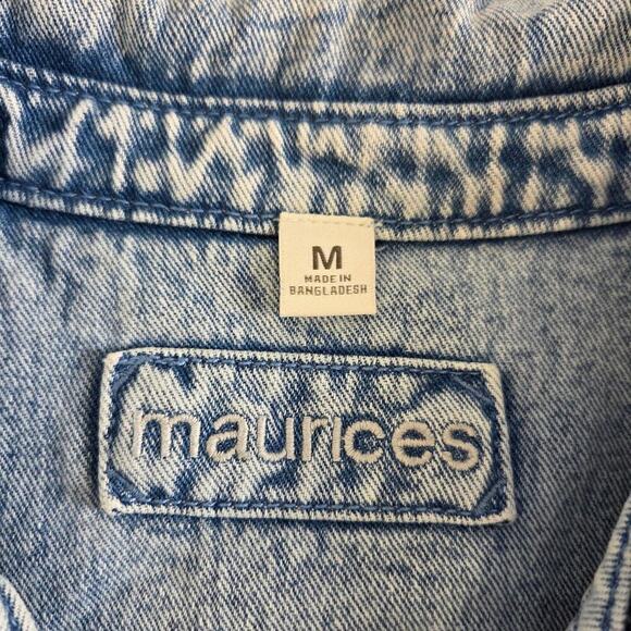 Maurices Medium Stone Wash Oversized Denim Shirt - Picture 2 of 7